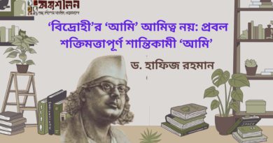প্রবন্ধ ‘বিদ্রোহী’র ‘আমি’ আমিত্ব নয়: প্রবল শক্তিমত্তাপূর্ণ শান্তিকামী ‘আমি’- ড. হাফিজ রহমান
